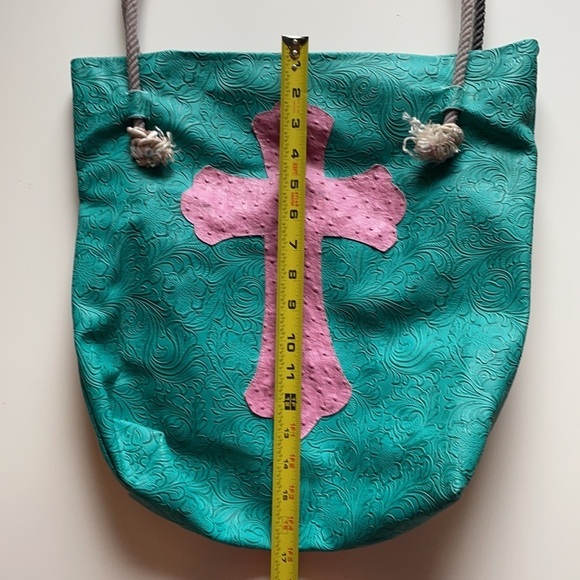 Leather handmade Brothers Sisters Design Studio Purse Tote with Lasso handles - Picture 13 of 16